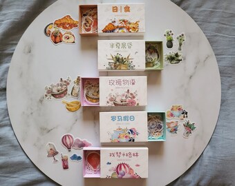 40pcs Japanese Fairy Tale Stickers: Autumn festival, Florist, Rose story, High tea, French Café | decorative journal stickers, scrapbooking