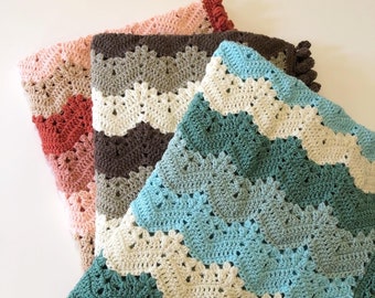 Hand Crochet Baby Blanket, Gender Neutral Baby Gift, Crochet Pram Throw, Nursery Decor, Baby Shower Gift, Knitted Bassinet Blanket,