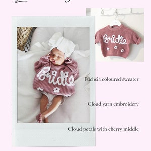 Hand Embroidered Personalised Baby and Kids Name Sweater, Oversized Chunky Knitted Cotton Pullover Gift, Custom Name Jumper for Toddler image 3