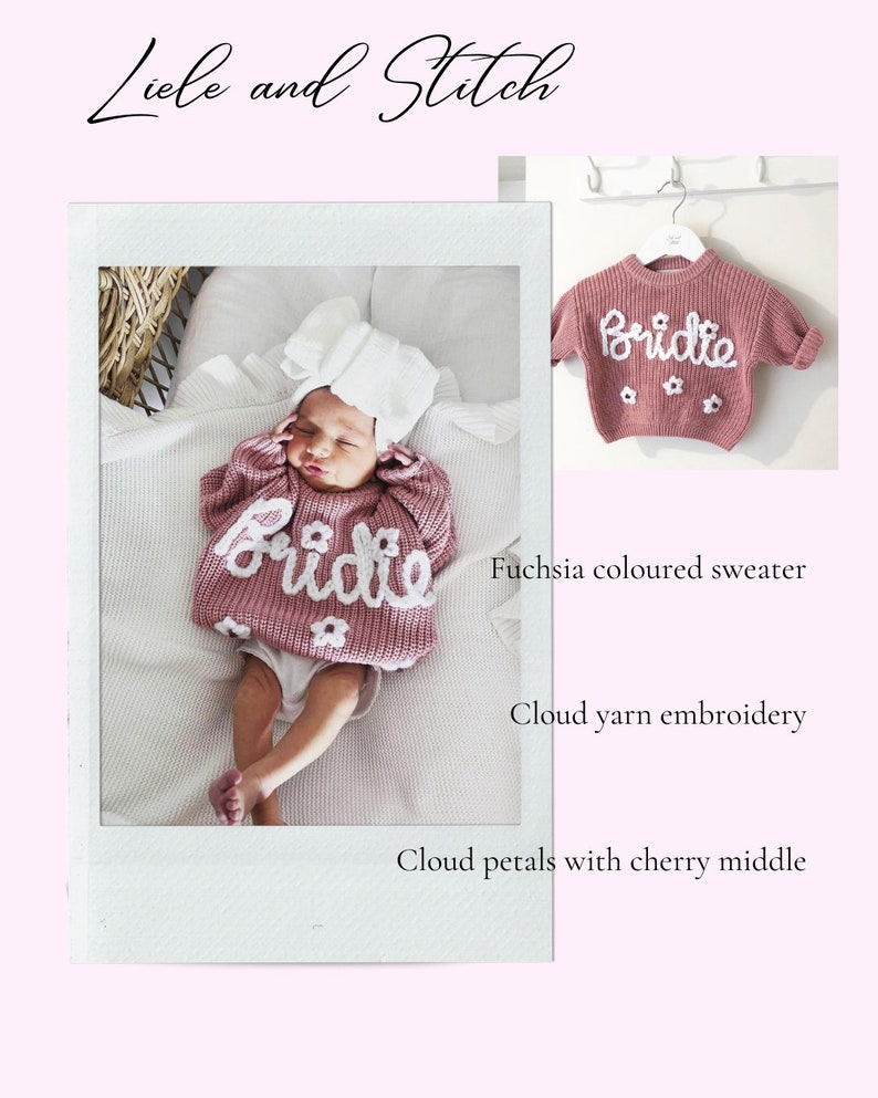 Hand Embroidered Personalised Baby and Kids Name Sweater, Oversized Chunky Knitted Cotton Pullover Gift, Custom Name Jumper for Toddler image 3