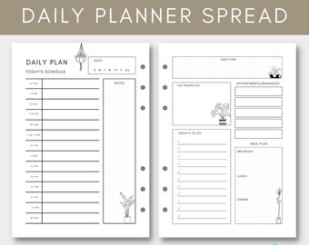 Daily Planner | 2 page spread | Life Organizing Planner, Printable | Easy print | Instant Download | Pdf | Life Agenda | Planner Insert