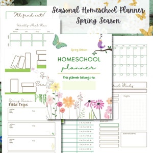 Seasonal Spring Homeschool Planner Undated, Printable Homeschool Organizer, Waldorf-inspired Homeschool Planning