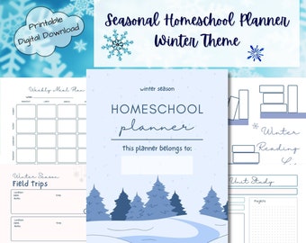 Seasonal Winter Homeschool Planner Undated, Printable Homeschool Organizer, Waldorf-inspired Homeschool Planning