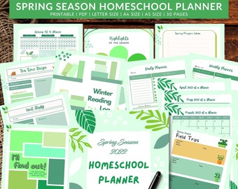 Spring Homeschool Planner 2022, Printable Homeschool Organizer, Waldorf-inspired Homeschool Planning, 30 pages