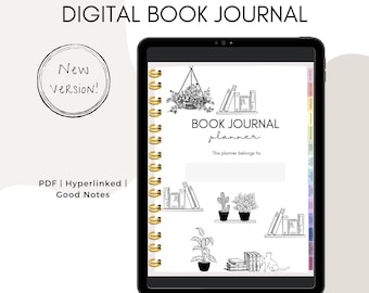 Digital Book Journal Planner- Printable PDF | Hyperlinked | Good Notes Reading Planner, Reading Log, Reading Tracker, planner insert