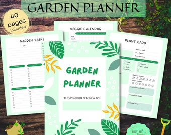 Printable Garden Planner | 40 pages | Garden Organizer | Garden Journal Planner Insert | Planting Trackers | Planting Journal