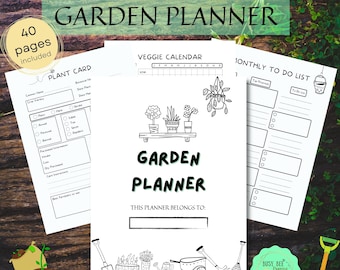 Printable Garden Planner | 40 pages | Garden Organizer | Garden Journal Planner Insert | Planting Trackers | Planting Journal | Easy print