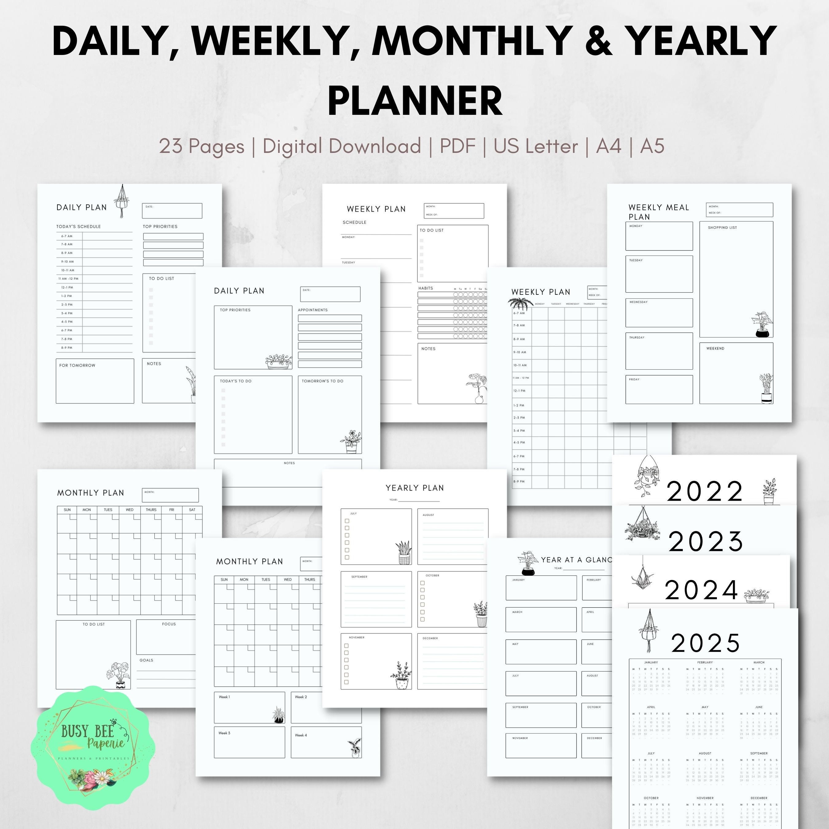 Planner for 2023 - 2024 - 2025 - 2026. Use it with Leather Cover