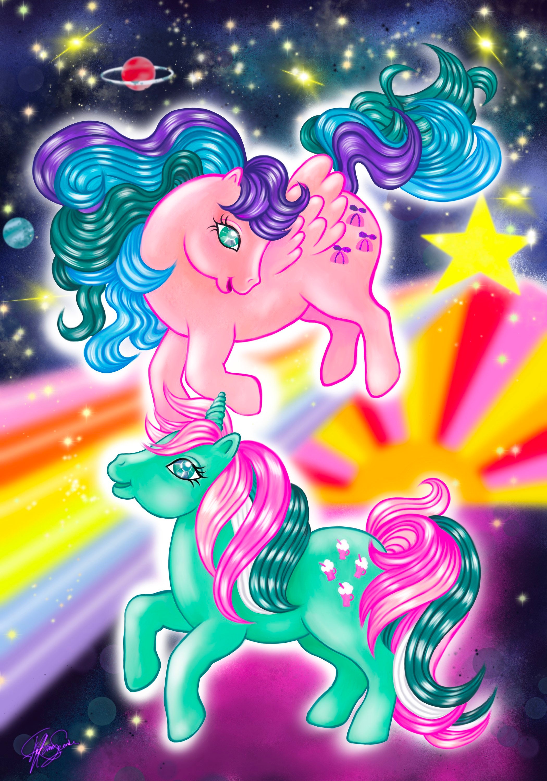 口豪奢 Fizzy and Whizzer Art Print My Little Pony, Mlp G1 - Etsy 少女漫画