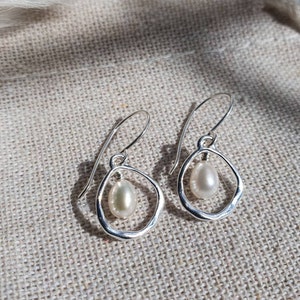 Sterling Silver Freshwater Pearl Drop Earrings: June Birthstone
