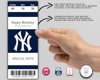 fake baseball ticket etsy singapore