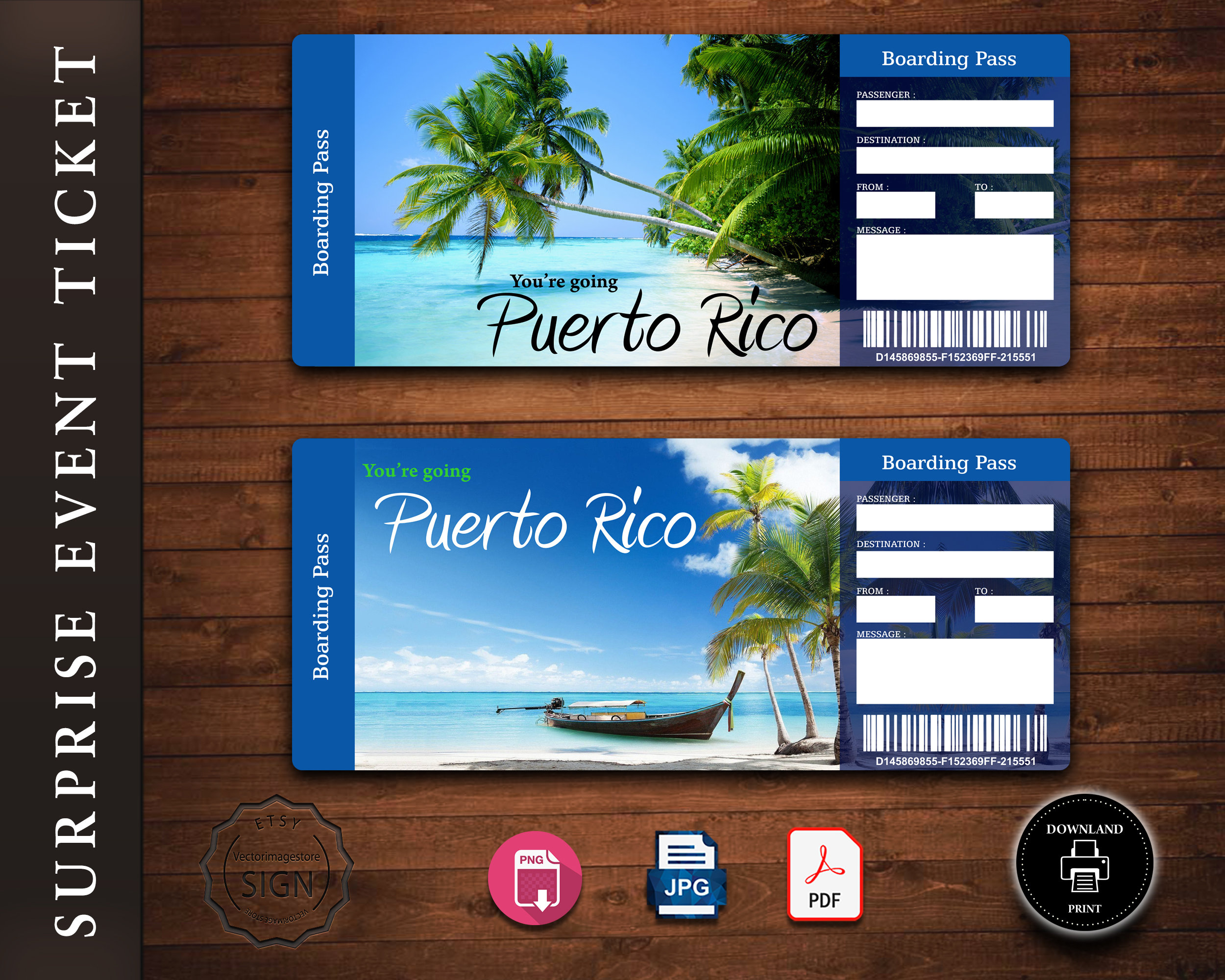 Art & Collectibles Printable Ticket PDF Instant Download Vacation