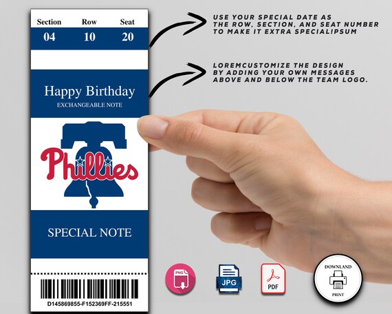 Philadelphia Phillies Surprise Ticket Gift Custom Ticket - Etsy