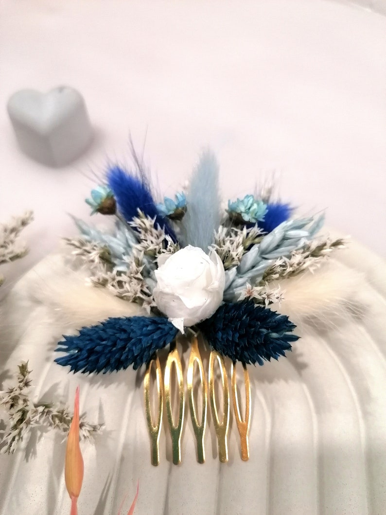 Haarschmuck mit Trockenblumen / Haarkamm / verschiedene Varianten Blau