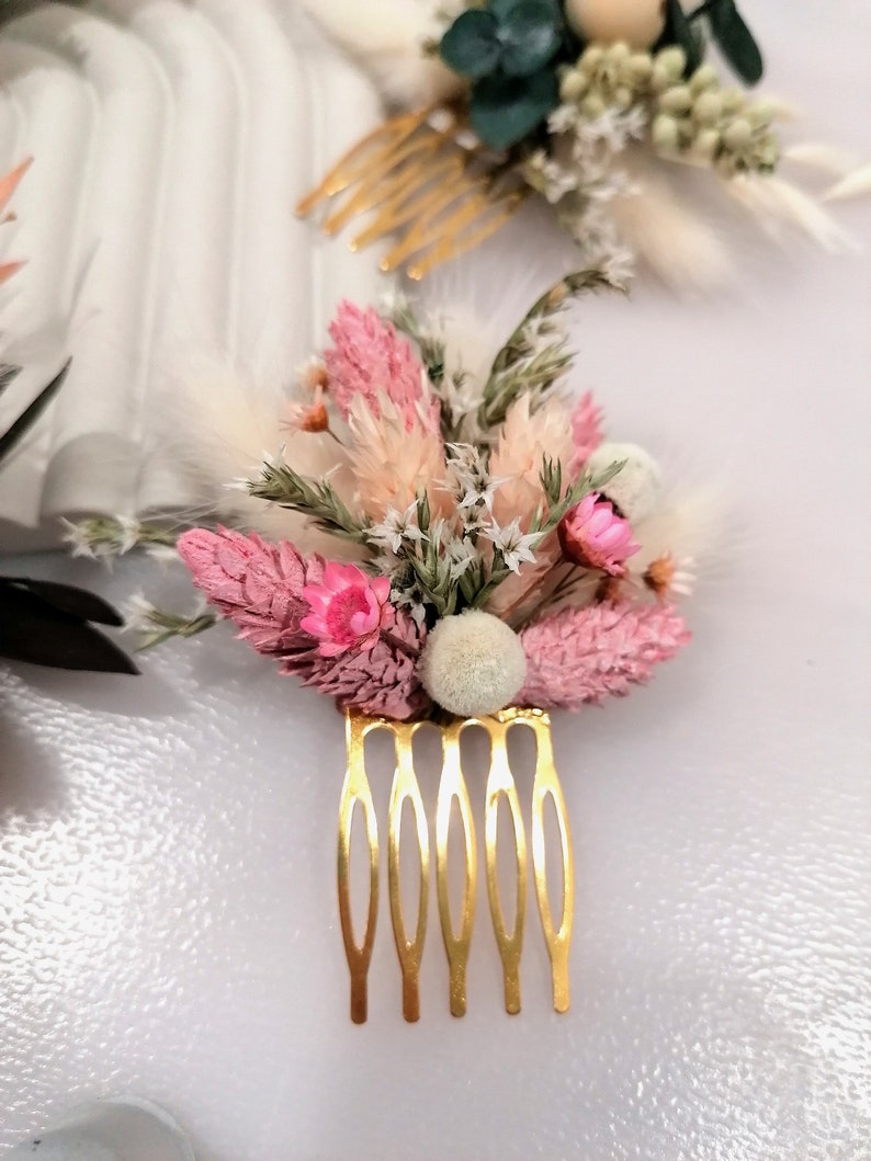 Haarschmuck mit Trockenblumen / Haarkamm / verschiedene Varianten Rosa