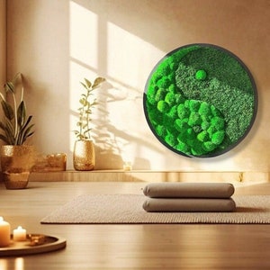 Yin Yang moss picture - moss picture Yin Yang - wall picture Yin Yang - moss picture round - wall picture soundproofing -
