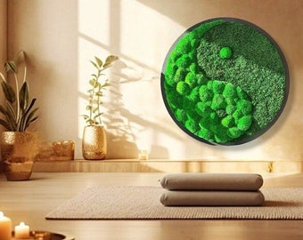 Yin Yang moss picture - moss picture Yin Yang - wall picture Yin Yang - moss picture round - wall picture soundproofing -