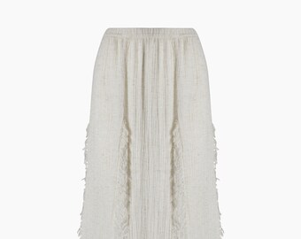 Hemp Skirt  | Lightweight Fabric |  Tassel Detailed Skirt