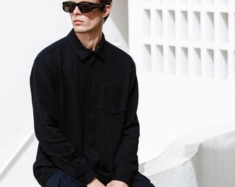 Men's Cotton Black Shirt