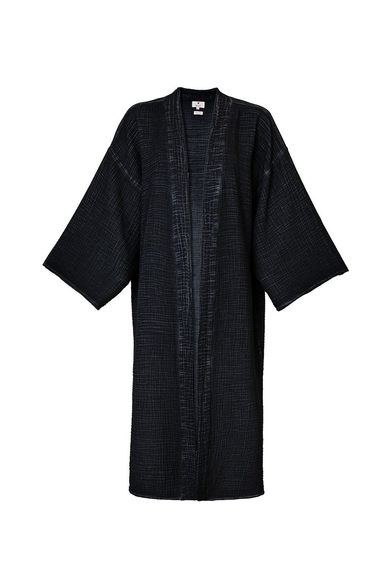 Muslin Black Kimono Long Sleeve