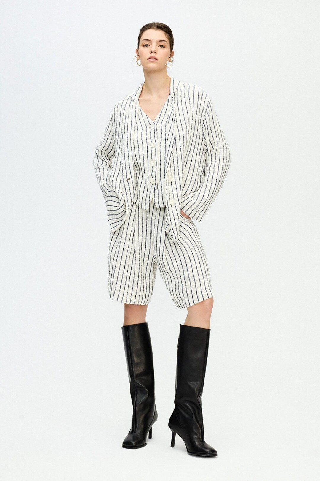Striped Textured Jacket | Linen Cotton Jacket | Striped Jackets - Etsy