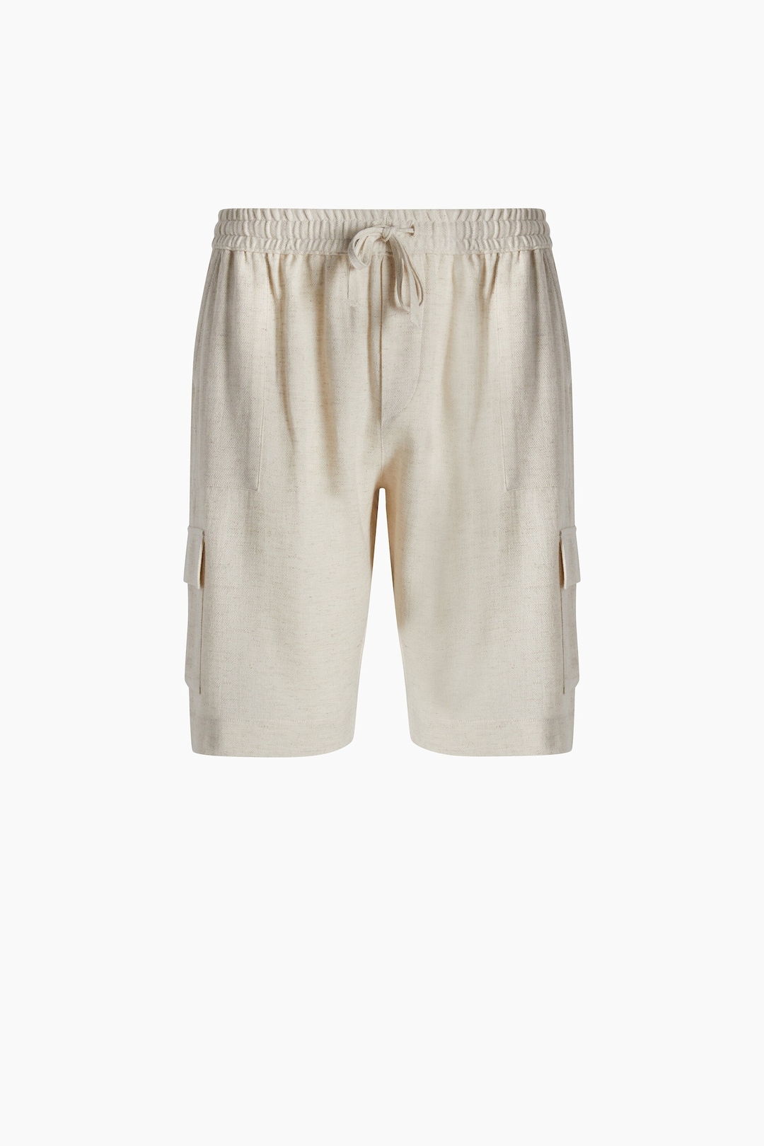 Men's Linen Cargo Shorts | Natural Cargo Short | Elastic Waist Shorts ...