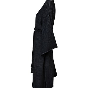 Muslin Black Kimono With Side Slits