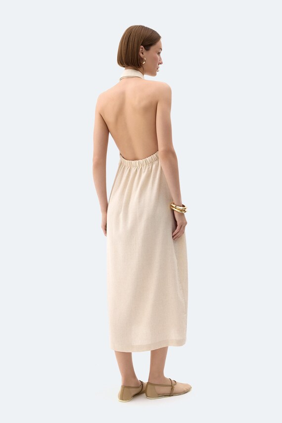 Natural Linen Shirt Dress | Natural Cotton Dress | Ecru Shirt Dress