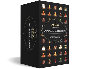 Eshai Collection Box Tea Gift Set - 15 Sachets of Black Tea, Green Tea, Herbal & Fruit Tisanes - 155g Box Loose Leaf