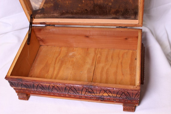 Vintage Wood Box Hand Carved - image 4