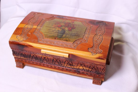 Vintage Wood Box Hand Carved - image 1