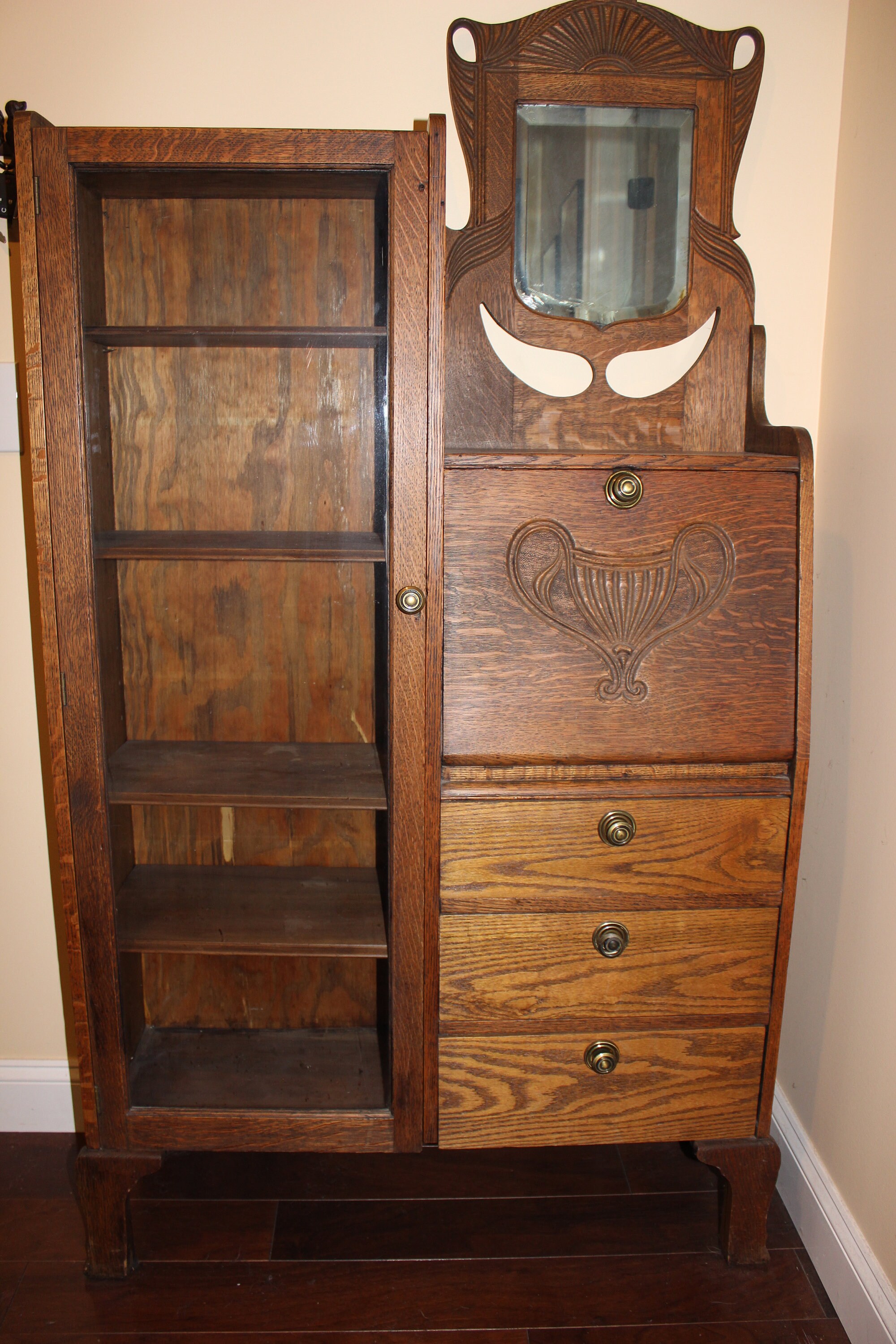 Antique Secretary Side by Side Oak Etsy
