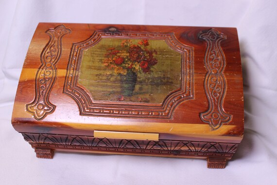 Vintage Wood Box Hand Carved - image 6