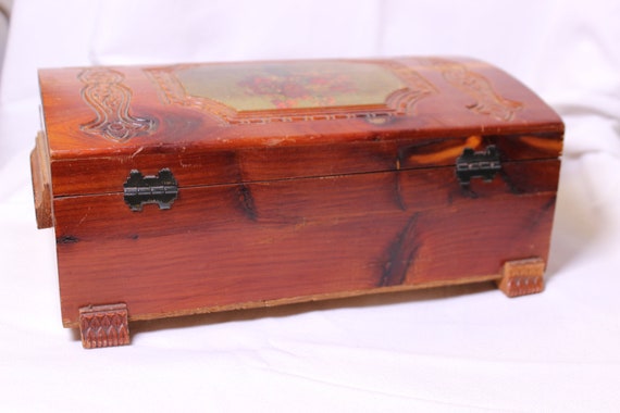 Vintage Wood Box Hand Carved - image 7