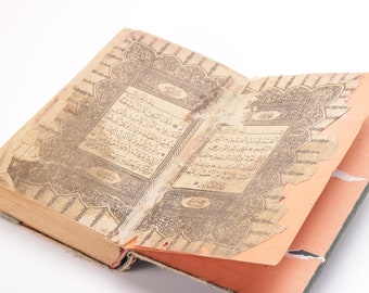 Antique Quran 1922 (A.H. 1341) PRINTED Gift Calligraphy Holy Quran in Arabic Islamic Manuscript Al Quran Al Karim antique old book koran