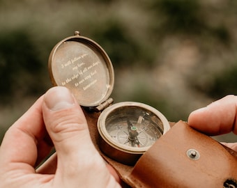 Cadeaux personnalisés d’anniversaire de boussole en laiton pour les hommes Cadeau d’anniversaire de boussole en laiton pour papa Groomsmen Cadeau pour lui Cadeaux de Noël pour lui