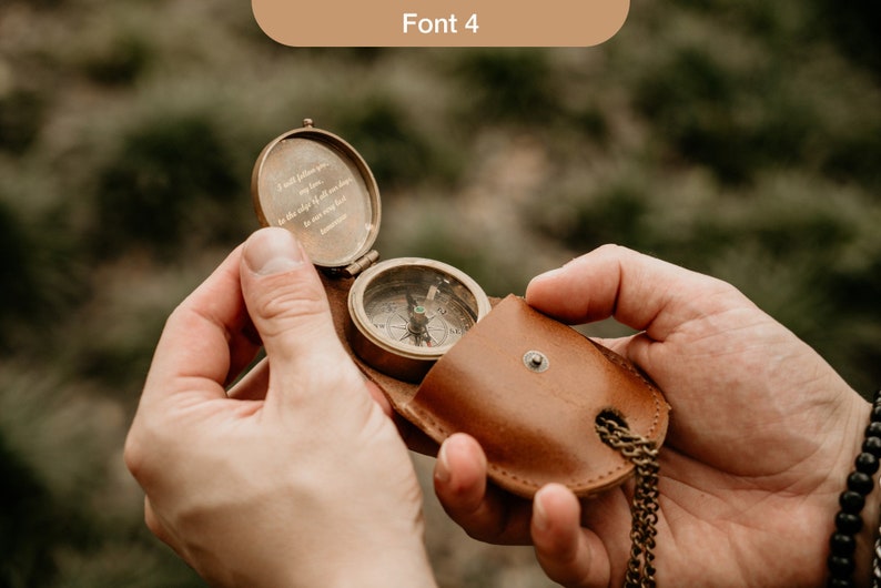 personalized brass compass