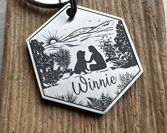 Custom Dog Silhouette ID Tag: Engraved Pet Collar Tag