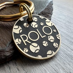 Tennis Balls Dog Tag, Engraved Dog Tag, Personalised Dog Tag, Custom ID Tag, Tennis Keyring keychain, Ball obsessed dogs