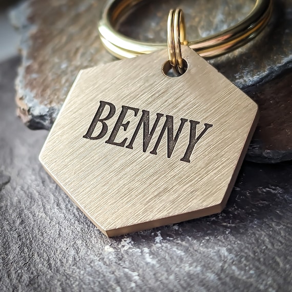 Solid chunky dog name tag, plain pet ID tag, solid brass charm for dog collar, Gift for dog, Metal pet ID tag for dogs, custom made pet tags