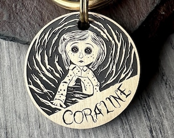 Spooky Halloween Dog Tag: Brass or Stainless Steel Metal Pet ID Tag