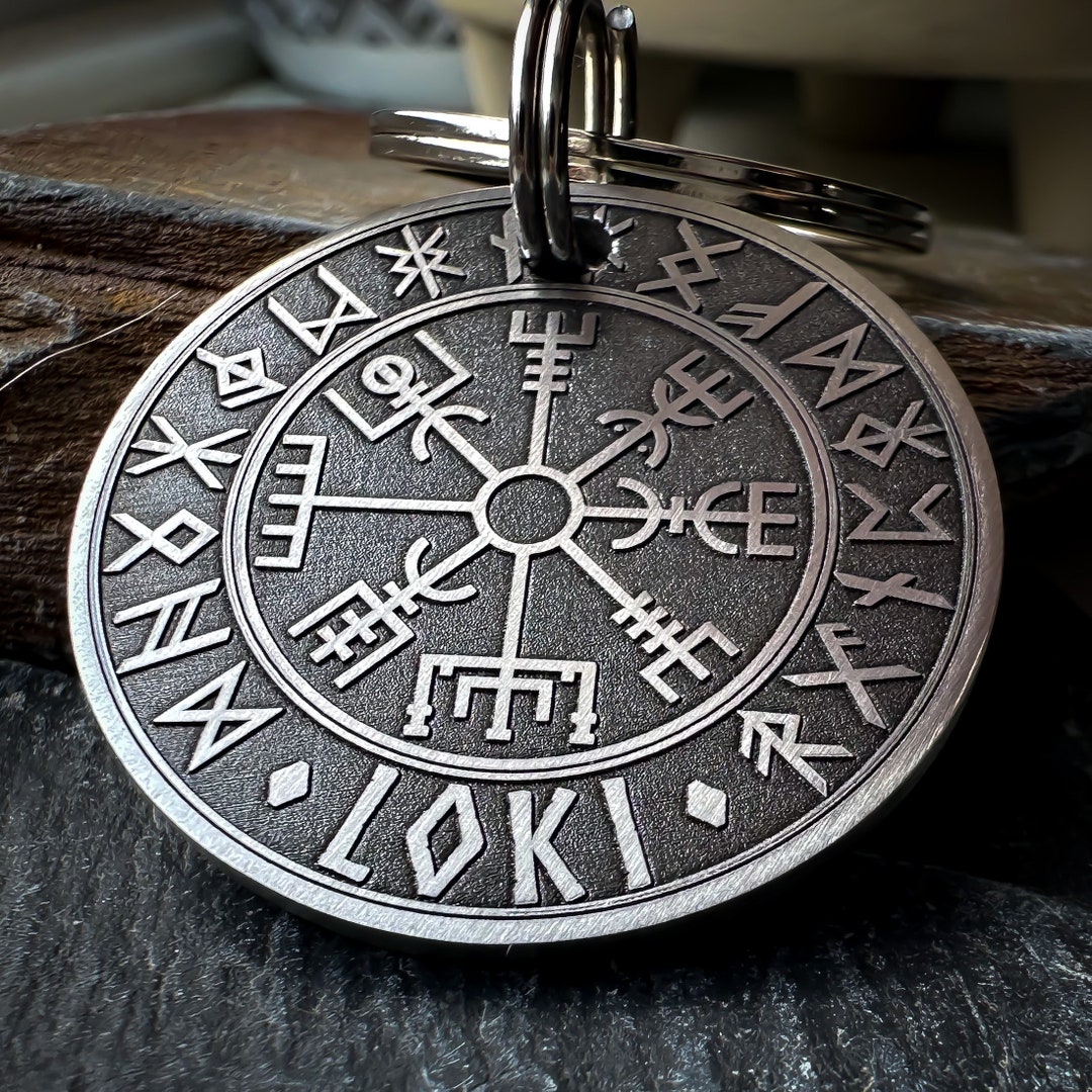 Nordic Viking Dog Tag, Norse Viking Runes Keyring, Tribal Celtic Aztec
