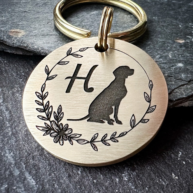 Customisable Dog Breed ID tag, floral Print keychain, Metal pet tag, Custom collar charm for dogs, spaniel dog tag, gift for dog lover image 4