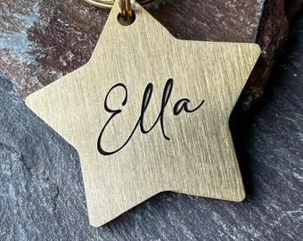 Etiqueta de perro con forma de estrella gruesa, llavero navideño festivo, etiqueta de identificación personalizada para mascota, amuleto para collar de perro, regalo de Navidad para perro