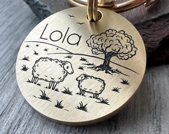 Sheep Dog Tag, Farming tag keyring, Custom metal ID tag, Chunky Personalised Dog Tag, Engraved Dog collar charm, Farm dog tag, sheep keyring