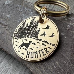 Gundog ID Tag, Engraved Customisable Dog Breed tag, Personalised Pet ID Tag, Pheasants Keyring Keychain, Solid custom dog tags uk