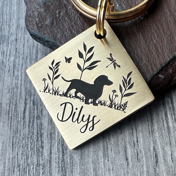 Customisable Dog Tag, Dog Breed keyring, Custom metal ID tag, Chunky Personalised Dog Tag, custom keychain, dog gift, dog collar charm,