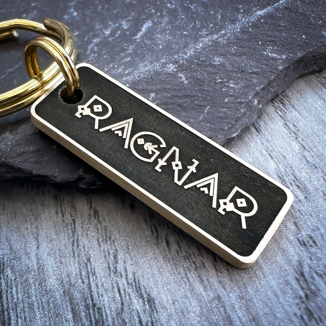 Viking Nordic Dog Tag, Thick Dog Collar Charm, Personalised Pet ID