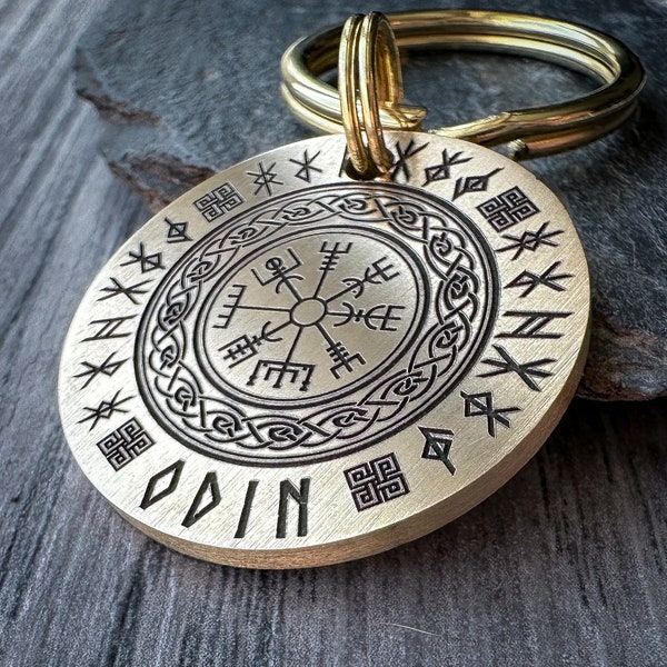 Nordic Viking dog tag, Norse Viking Runes keyring, Tribal Celtic Aztec Dog Tag, Personalised keychain, Engraved Dog Tag, Pet Collar ID Tag