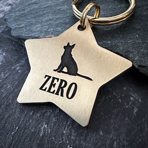 Customisable Dog Breed, Pet ID tag, Custom Engraved Tag for Dog Collar, Customisable Personalised Keyring, Solid Brass or Stainless Steel